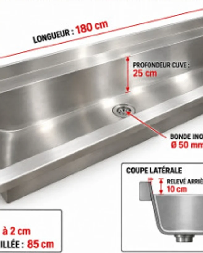 Collectif inox avec cotes de fabrication : ouvrage inox sur mesure